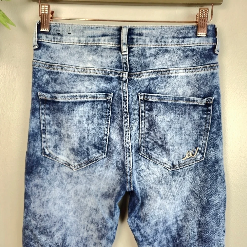 Express 2 High Rise Legging Light Blue Acid Wash Skinny Distressed Jegging Jeans